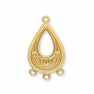 Roestvrij stalen (RVS) Stainless steel onderdelen hangers druppel met 3 oogjes Gold