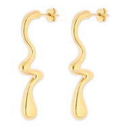 Roestvrij stalen (RVS) Stainless steel oorbellen / oorstekers druppel Gold