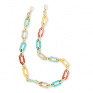 Trendy telefoonkoord van acryl Multicolour-gold