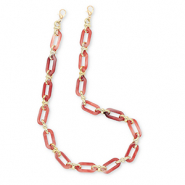 Trendy telefoonkoord van acryl Coral red-gold