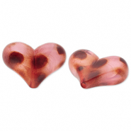 Acryl kralen hart met stippen Light pink-brown