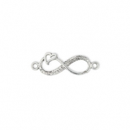 Bedels DQ metaal tussenstuk infinity met hart Antiek zilver (nikkelvrij)