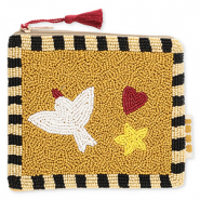 BY31&reg; Etui vogel met hart & ster Mustard brown-light gold-black-multicolour