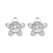 Roestvrij stalen (RVS) Stainless steel oorbellen / oorstekers bloem Silver