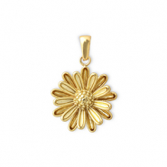 Roestvrij stalen (RVS) Stainless steel bedels bloem Gold