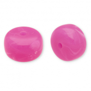 Acryl kralen disc Dark pink-white