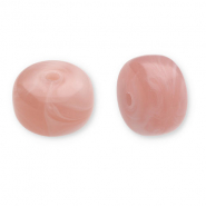 Acryl kralen disc Vintage pink-white