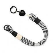 Trendy telefoonkoord met hart Black-white-beige