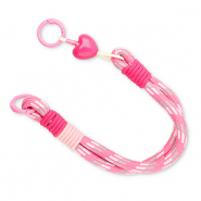 Trendy telefoonkoord met hart Pink multicolour-white-grey-beige