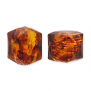 Acryl kralen hexagon Orange brown