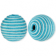 22 mm acryl kralen met waxkoord Light blue-blue