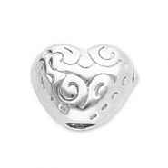 Roestvrij stalen (RVS) stainless steel kralen hart Silver