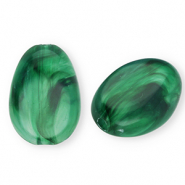 Acryl kralen ovaal Dark green-marble