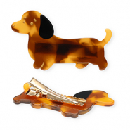 Haaraccessoires haarclip teckel Brown-black-gold