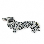 Haaraccessoires haarklem teckel Pearl shine white-black-yellow