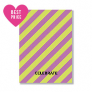 Sieraden kaartjes "Celebrate" Lime-purple
