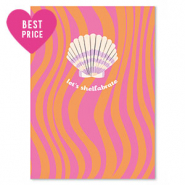 Sieraden kaartjes "let's shellabrate" Orange-pink