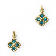 Roestvrij stalen (RVS) Stainless steel bedels bloem Gold-blue