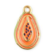Roestvrij stalen (RVS) Stainless steel bedels papaya Coral orange-green