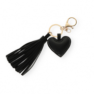 Sleutelhangers hart met kwast Black-gold