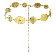 Heupkettingen bohemian Gold-turquoise