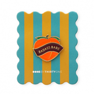 BY31® Pin "Badass babe" op kaartje Teal blue-burnt orange-salmon pink-bordeaux-gold