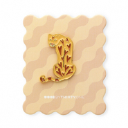 BY31® Pin luipaard op kaartje Beige-brown-red-gold