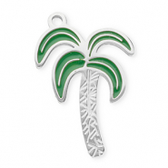 Roestvrij stalen (RVS) Stainless steel bedels palmboom Silver-dark green