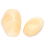 Acryl kralen rechthoek Vanilla yellow-marble