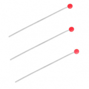 BY31&reg; Roestvrij stalen (RVS) Stainless steel onderdelen nietstiften met bolletje 35mm Silver-red