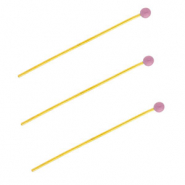 BY31&reg; Roestvrij stalen (RVS) Stainless steel onderdelen nietstiften met bolletje 35mm Gold-lavender purple