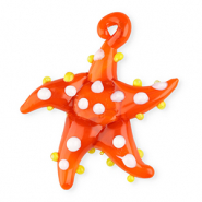 Handgemaakte glasbedels zeester Orange-white-yellow
