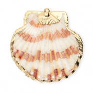 Schelp hangers specials Sint Jacobsschelp met 5 ogen White-dark pink-gold