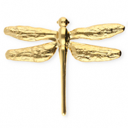 Roestvrij stalen (RVS) Stainless steel statement broches libelle Gold