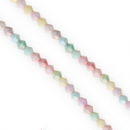Top Facet kralen bicone 4mm Multicolour pastel-AB coating