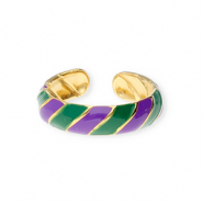 Roestvrij stalen (RVS) Stainless steel ringen Gold-purple-green
