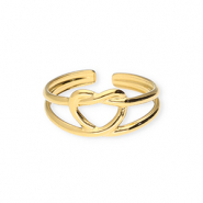 Roestvrij stalen (RVS) Stainless steel ringen hart Gold