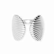 Roestvrij stalen (RVS) Stainless steel ringen schelpen Silver