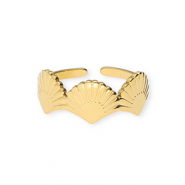 Roestvrij stalen (RVS) Stainless steel ringen schelpen Gold
