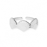 Roestvrij stalen (RVS) Stainless steel ringen schelpen Silver
