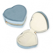 Sieraden reisdoosje hart Grey blue