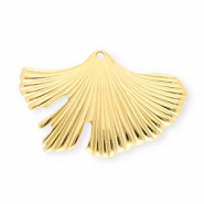 Roestvrij stalen (RVS) Stainless steel bedels ginkgo blad Gold