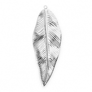 Roestvrij stalen (RVS) Stainless steel bedels blad Silver