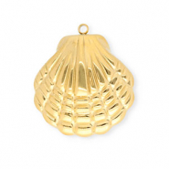 Roestvrij stalen (RVS) Stainless steel bedels schelp Gold