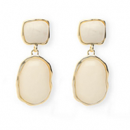 Trendy oorbellen / oorstekers met RVS steker Gold-beige