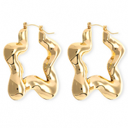 Statement oorbellen / creolen ster met RVS steker Gold