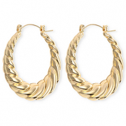 Statement oorbellen / creolen twisted met RVS steker Gold
