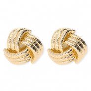 Statement oorbellen / oorstekers apenknuist met RVS steker Gold