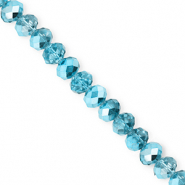 Top Facet kralen 6x5mm disc Teal blue-pearl shine coating