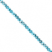 Top Facet kralen 3x2mm disc Teal blue-pearl shine coating